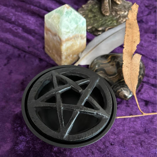 Cast Iron Incense Burner with Pentacle Lid